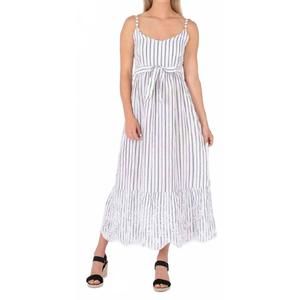 NEW M MADE IN ITALY linen stripe sundress in white/black